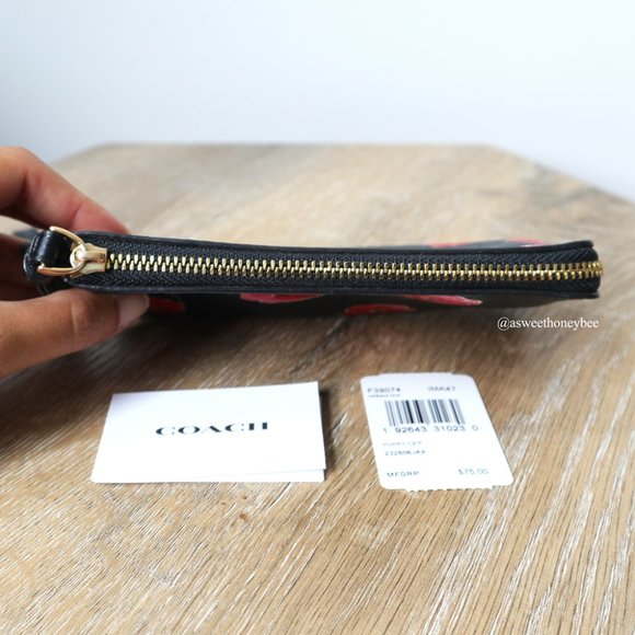 *SOLD* *NEW* COACH FLOWER ZIP WRISTLET - BLACK - Picture 7 of 8